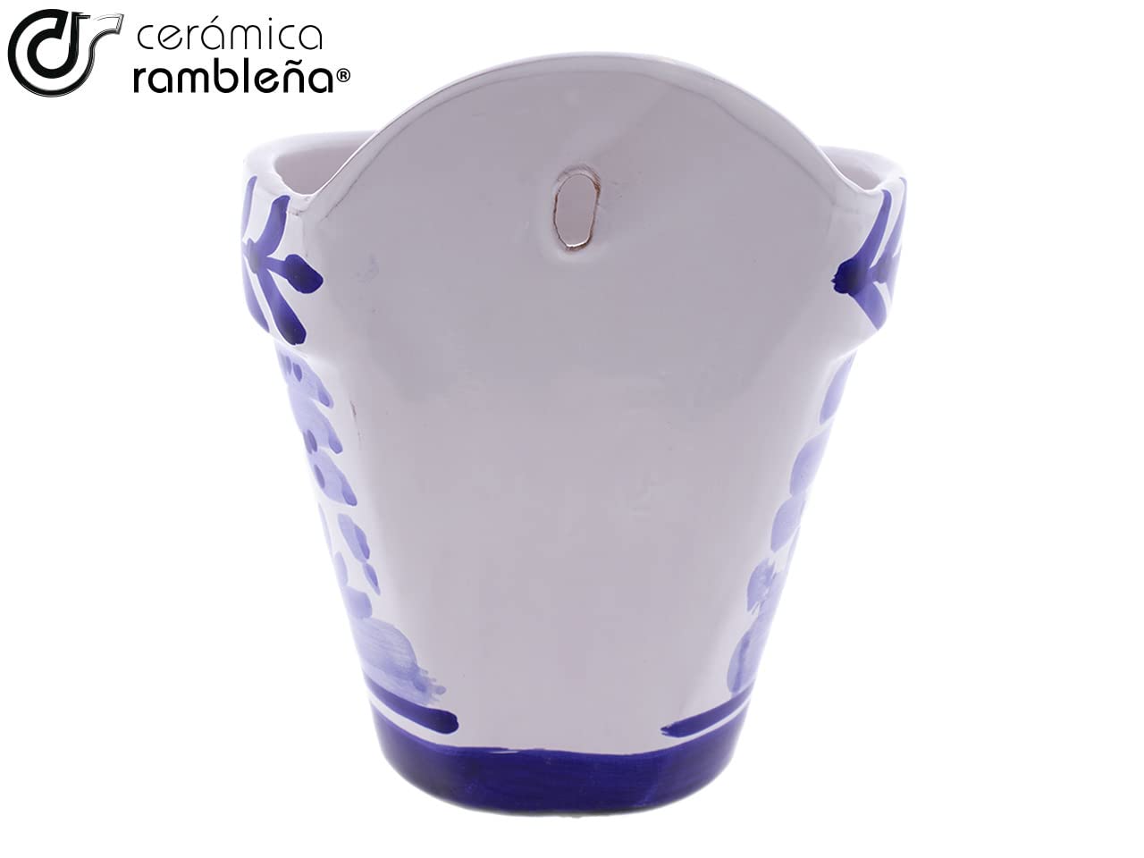 CERAMICZNA RAMBLEÑA | Wisząca doniczka na basen | Garnek błotny do zawieszenia | Doniczkowe patio z kordoby Blue Montera - Model D118 | 100% Ręcznie zdobione | 16.5x15x18 cm