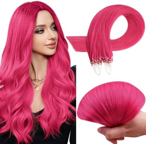 RUNATURE Balayage Micro Ring Hair Extensions Brown to Blonde Micro Loop Hair Extensions Ombre Human Hair Micro Beads Hair Extensions 14 Inch 50g 1g/Strand