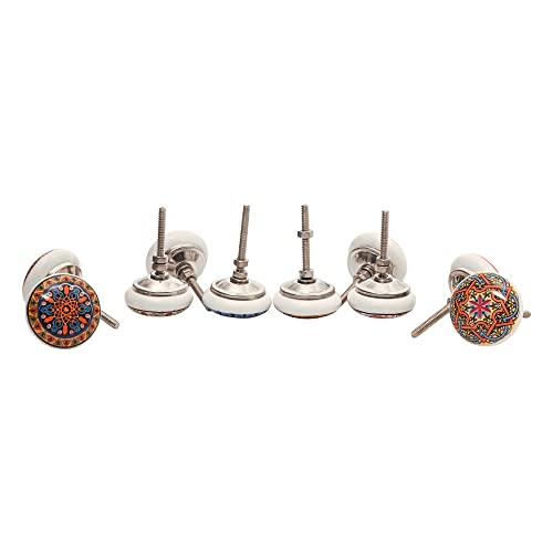 Image of Vintage Ceramic Knobs for Kids and Kitchen Cupboards, Drawers, Wardrobes, PC Cabinets, Almirahs, Dressers, Decorative Pull Handles for Dressing Table and Home Decor - Set of 10, Joy