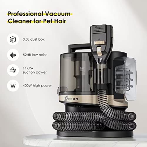 Kidken P3 Pro Pet Grooming Vacuum Suction, Low Noise Dog Grooming Kit & Vacuum Suction 99% Pet Hair, 3.3L Large Dog Electric Clippers Vacuum With Pet Grooming Tools For Dogs Cats And Other Animals #TOP6