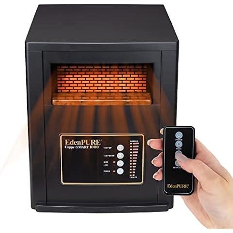 EdenPURE CopperSMART Electric Space Heater - ETL Listed, 1000 to 1500 Watt Portable Heater for Large and Small Rooms - Energy Efficient, Infrared, Lifetime Filter Cover