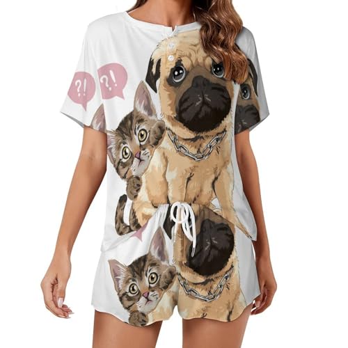 Vêtements de nuit ete pyjama femme manches courtes pour l'ete
