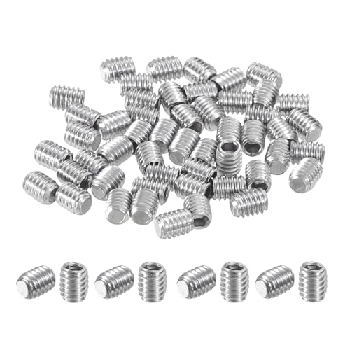 sourcing map 50Pcs Hex Socket Grub Screw, M2.5x3mm 304 Stainless Steel Head Socket Set Screws Flat Point Grub Bolt for Door Handles, Light Fixture Repair