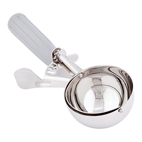 Image of Restaurantware 4 Ounce Portion Scoop, 1 Trigger Release Stainless Steel Cookie Scoop - With Gray Handle, Stainless Steel Disher, For Portion Control, Cookie Dough, Cupcake Batter, Or Ice Cream