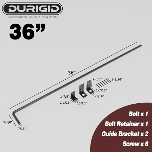 Image of 36 Inch Gate Cane Bolt Gate Ground Drop Rod, Heavy Duty Drop Rod Gate Latch for Wooden Vinyl Fence, Black Finished Cane Bolts for Gates, 1 Pack