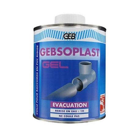 GEB Colle GEBSOPLAST Gel pression & évacuation pour l'assemblage d'éléments de canalisation en PVC-U rigide. Prise rapide - Pot 1L
