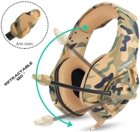 Aksesuarcı Gaming Profesyonel Oyuncu Kulaklığı RGB 3.5mm, Kamuflaj Desenli Gamer Işıklı Kulaklık, K1B - Görsel 3