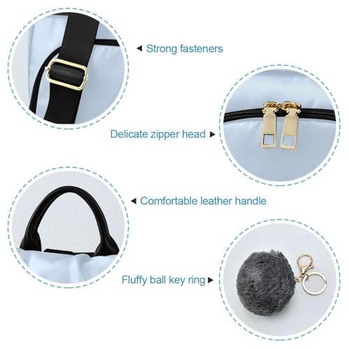 Sac à dos bleu clair pour femme en polyester multi-poches chic