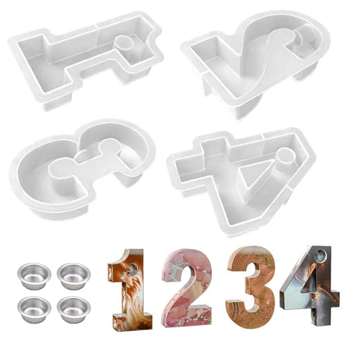 4PCS 1-4 Zahlen Form DIY Silikonform,Silikonform Adventskranz 1-4...
