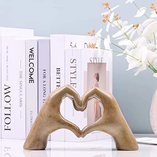Lccck Wooden Color Gesture Decoration Romantic Sculpture Accent, Love Finger Statue Modern, Modern Art Sculpture Personalized Finger Home Decor, Creative Wedding Home Desktop Decoration #TOP5