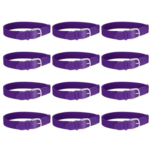 Ceintures de baseball réglables violettes lot de 12 pour ajuster l'uniforme