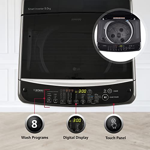 Image of LG 9 Kg 5 Star Smart Inverter Fully-Automatic Top Load Washing Machine Appliance (T90SJMB1Z, Middle Black, TurboDrum | Jet Spray+)