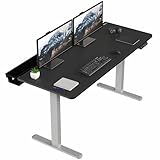 VIVO Electric 60 x 30 in Standing Adjustable Gaming Desk with Hidden Cable Trays, Full-Size Mouse Pad, Black Top Gray Frame, DESK-KIT-1G6-P3B