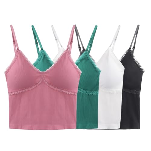 Girls V Neck Lace Trim Tank Tops Adjustable Straps Crop Top Teen Camisole Bralette Tank Tops for Women Girls3