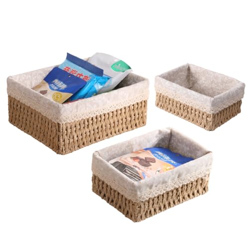 feyiubmen Lot de 3 paniers de rangement pour jouets de salle de bain - Panier tressé pour table à langer - Panier pour chambre d'enfant - Petit panier - En tissu recyclable