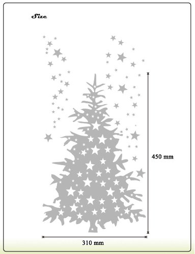 Arbre de Noël vitre 45 cm sticker mural météore chrome intérieur