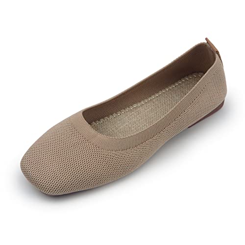 Image of RVROVIC Women Flat Shoes Knitted Lightweight Slip-on Loafers Breathabel Soft Comfortable Ballet Flats