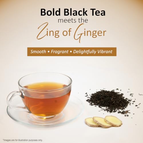 Image of TE-A-ME Charge Ginger Black Tea, 100 Bags (Pack of 2) | Black Tea Bags 200 pieces