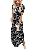 ANRABESS Womens Summer Maxi Dress Short Sleeve Casual Loose Long T Shirt Dresses Split Vacation Beach Sundress Travel Outfits Dot Star X-Large