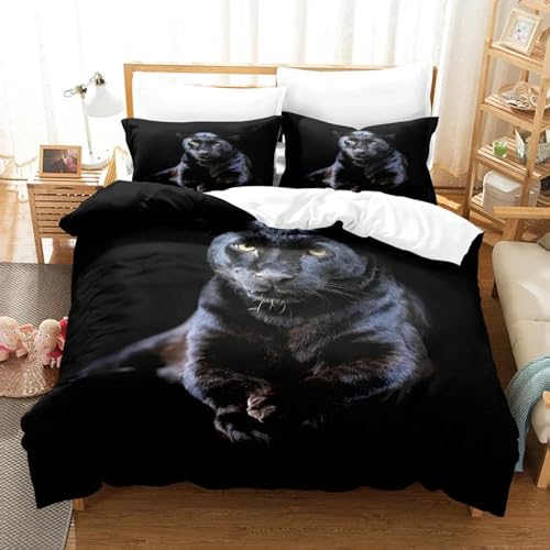 Housse de couette panthère noire et léopard King Size 3 pièces - 2