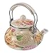 Happyyami Thé Bouilloire Décoratif Floral Théière Inoxydable En Acier Émaillé Bouilloire Lâche Feuille Thé Pot Kaki 2. 4L