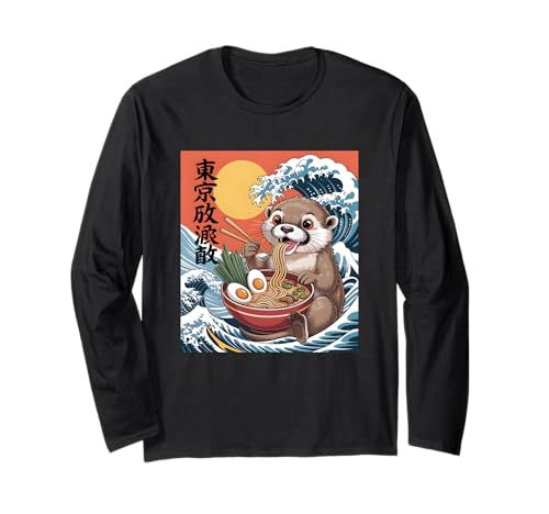 Cute Japanese Otter Eating Ramen Noodles Kawaii Anime Lover Manga Larga