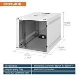 Tecmojo Szafka sieciowa do montażu na ścianie, 330 mm, z półką na szczotki, organizer do kabli 10-calowych AV/IT/NAS, nośność 50 kg (biała, 6U biała)