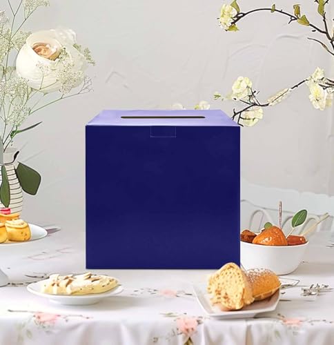 Image of SietDESEO Blue Card Box for Party 9.8 inch x 9.8 inch Large Gift Card Box Holder for Wedding Reception Baby Shower Birthday Graduation Card Box