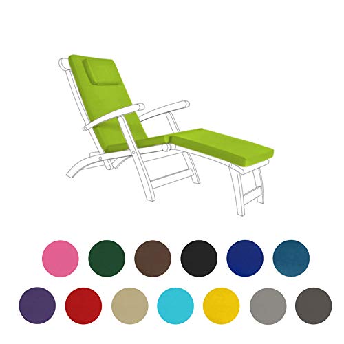 Gardenista Garden Steamer Sunlounger Replacement Pad | Sun lounger Recliner Patio Furniture Cushion | Water Resistant Hypoallergenic Fibre Filled | Durable Thick & Comfortable (Lime)