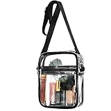 LWWTBS Clear Crossbody Purse Bag Stadium Approved Clear Purse for Work Concert Sports Adjustable Strap Clear Concert Bag for Women (Small-Black)