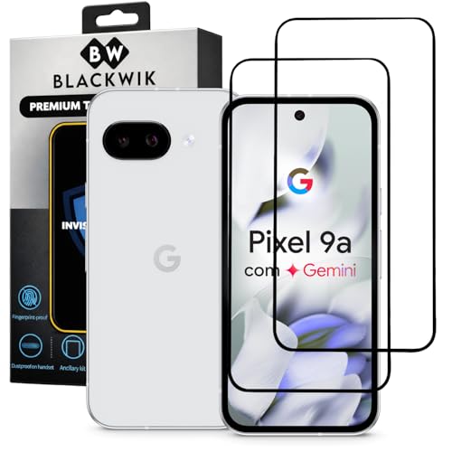 Image of Blackwik Military-Grade Gorilla Tempered Glass for Google Pixel 9A (Black, Pack of 2) | Edge to Edge Full Screen Coverage | Scratch Resistant | Easy Installation Kit | Screen Protector for Smartphone