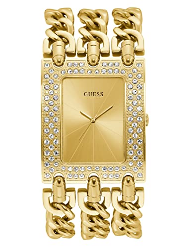 GUESS Reloj analógico de cuarzo dorado para mujer, Tono dorado/dorado, METAL PESADO