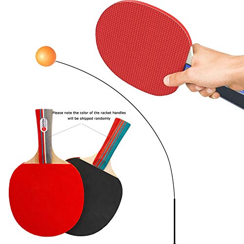 DOBESTS Ping Pong Balls Paddles Set Table Tennis Training Elastic Soft Shaft Equipment Trainer Practice Ball Bulk Children Adult (2 Table Tennis Paddle & 5 Ping-Pong Balls)