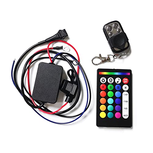 Kingshowstar 18 Kinds of Color Dual Remote RGB Music Controller for Motorcycle LED Accent Strip Light with Brake Function