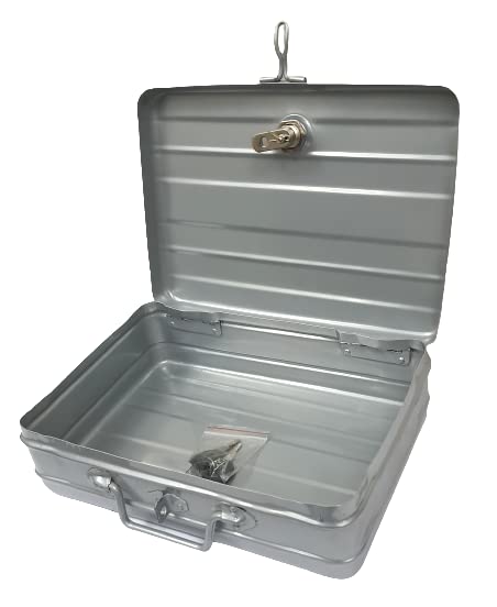 Image of JAYCO Aluminium Cash /Jewellery Storage Box /Trunk - 12 inch Medium Size (30 cm x 21 cm x 10 cm, Silver-Grey)