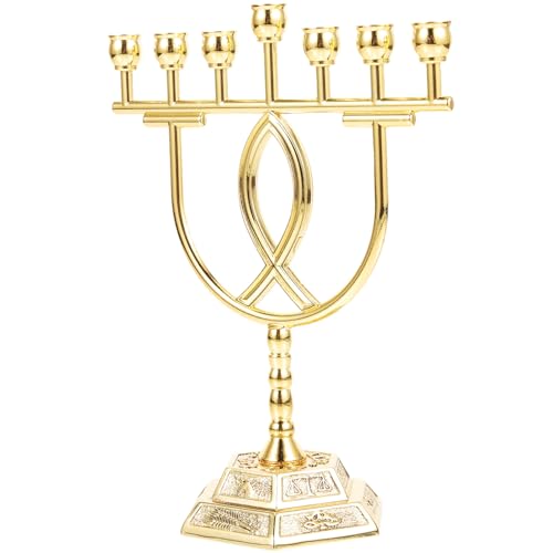 Ciieeo Candelabro Menorah De 7 Brazos Dorado Metalizado