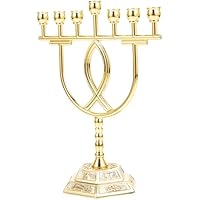 Ciieeo Candelabro Menorah De 7 Brazos Dorado Metalizado
