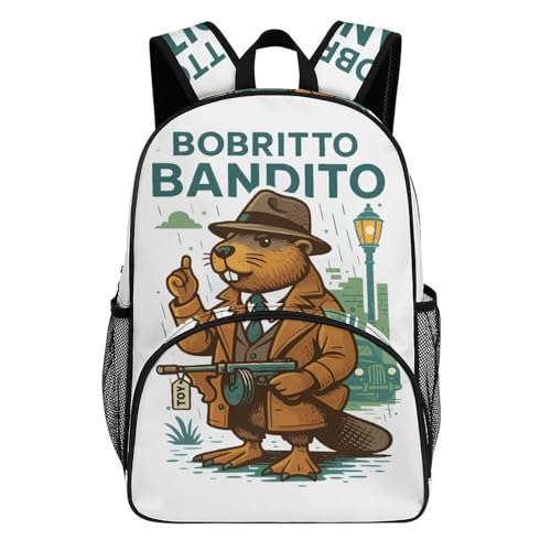 Bobrito-Bandito Merch Large Travel Backpack Italian-Brainrot Meme Waterproof Lightweight Daypack White 44x32x19cm