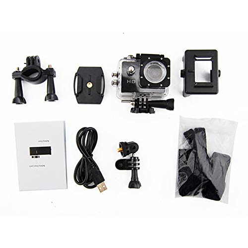 OUYAWEI Action Câmera subaquática Ultra HD à prova d'água, kit de câmera grande angular preta