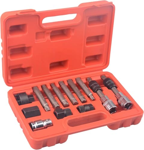 topolenashop Set Attrezzi Puleggia Alternatore 13 Pezzi – Kit Smontaggio e Montaggio Motore Auto – Chiavi a Bussola e Terminali per Riparazioni Auto – Utensili Professionali per Meccanici e Officine