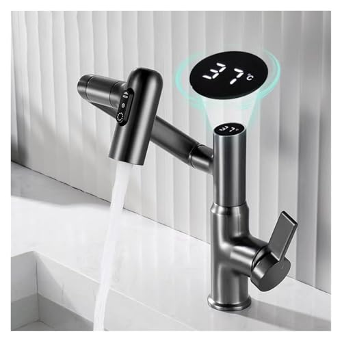 Grifo giratorio monomando con pantalla térmica y rociador para agua templada 3