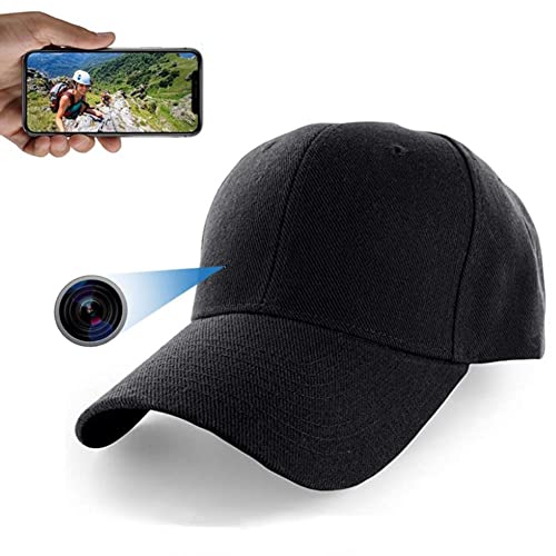 Firstoy Bouchon de caméra cachée, Full HD 1080p WiFi Caméra espion Chapeau avec vision nocturne et fonction de visualisation à distance, caméra de...