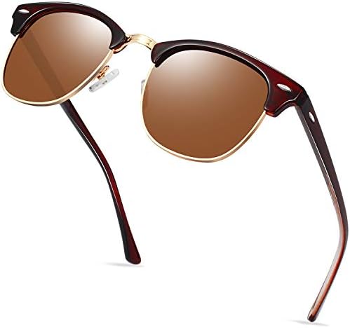 KANASTAL High Protection UV400 Semi Rimless Polarised Sunglasses for Women Men, Retro Classic Sunglasses with Half frame