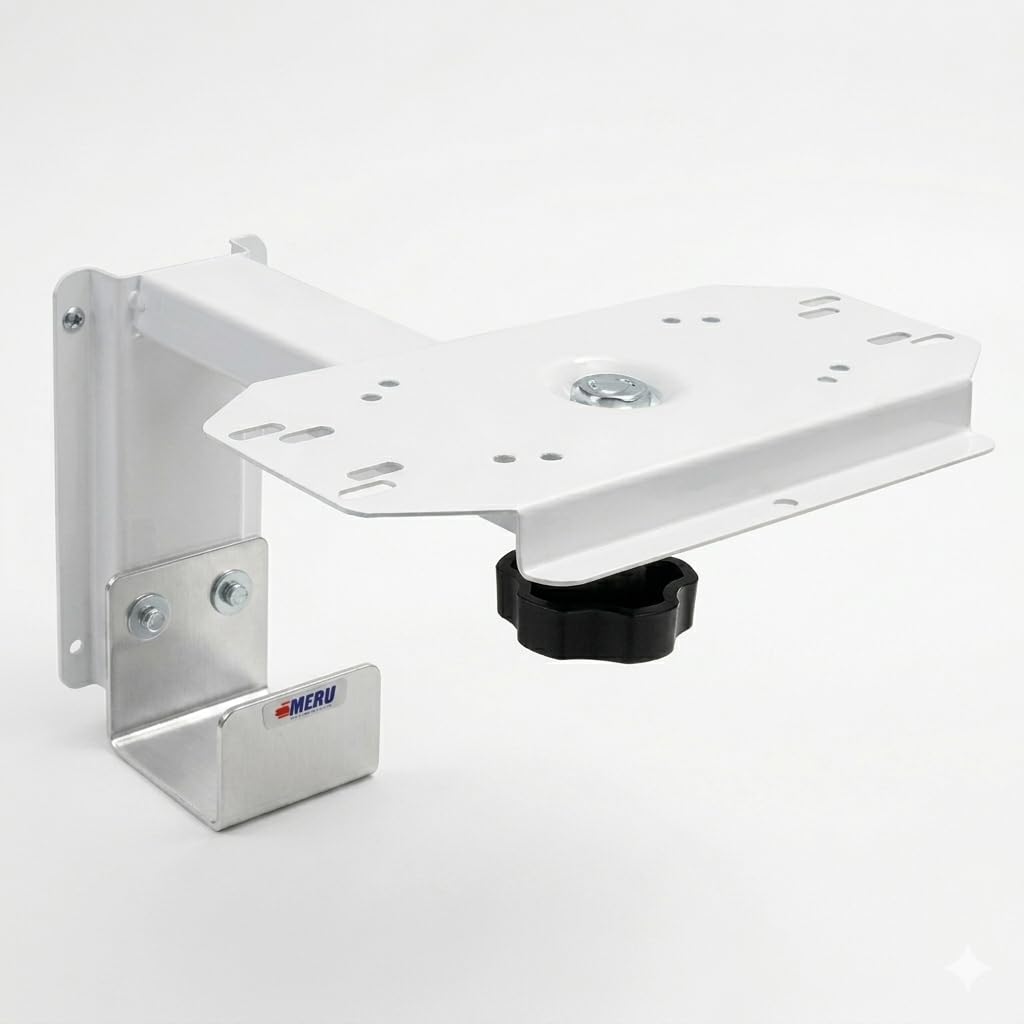 MERU TECHNOLOGIES Wall Mount for Patient Monitor | Heavy-Duty Powder-Coated Steel | Adjustable Left & Right Movement with Ergonomic Black Knob | Universal Mounting Tray | Cable Holder | Medical & ICU Use (WHITE, FRIENDLY)