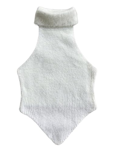 MakeMeChic Women's Turtleneck Sweater Vest Y2k Asymmetrical Sleeveless Fitted Knit Tops