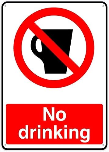 8"x12" Tin Metal Sign - No Drinking - Rustic Decorative Sign For Home, Outdoor, Cafe, Bar, Kitchen