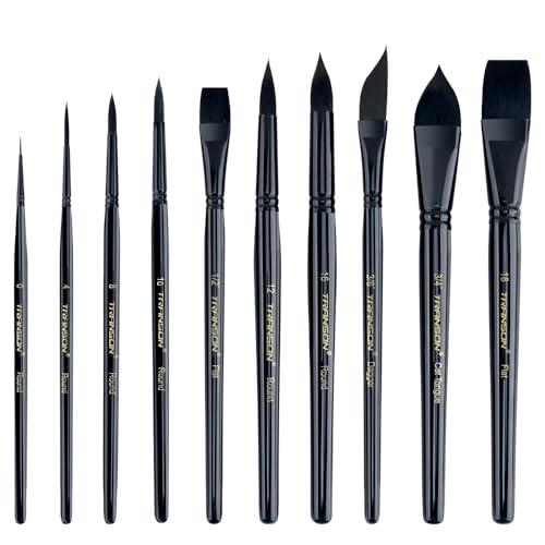 Transon 10pcs Natural Watercolor Paint Brush Set Professional for Watercolor Acrylic Ink Gouache...