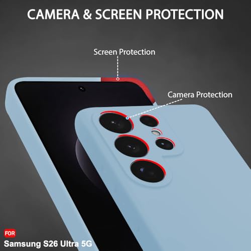 Image of TheGiftKart for Samsung S26 Ultra Case, Liquid Silicone Cover, Soft Micro-Fibre Lining Inside, Raised Edges for Camera & Screen Protection, Shockproof Galaxy S26 Ultra Back Cover (Silicone, Blue)