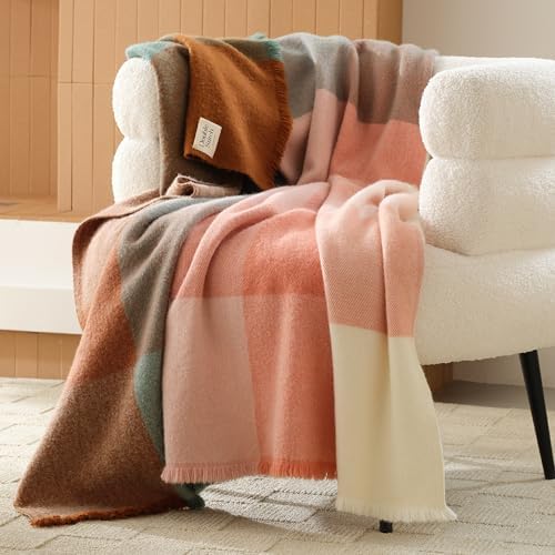 Double Stitch Alpaca Wool Throw Blanket - Warm, Soft Blanket for ...