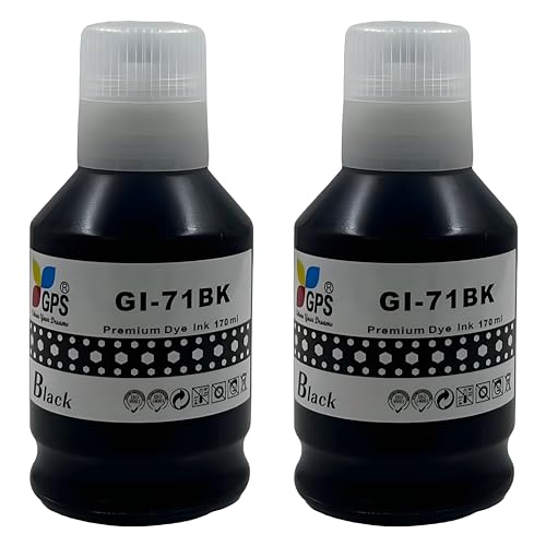Image of GPS GI 71 Ink Refill for Canon Printers - Compatible with PIXMA G1020, G2020, G3020, G2021, G2060, G3060 Series - Vibrant Colors 135ml Bottle (Black 2 - GI71)